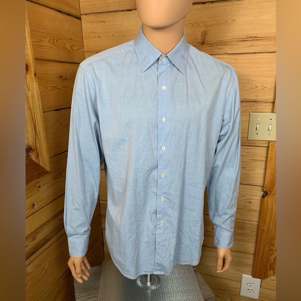 Robert Graham‎ “Walden” Sky Blue Dress Shirt Cotton Silk Size Large